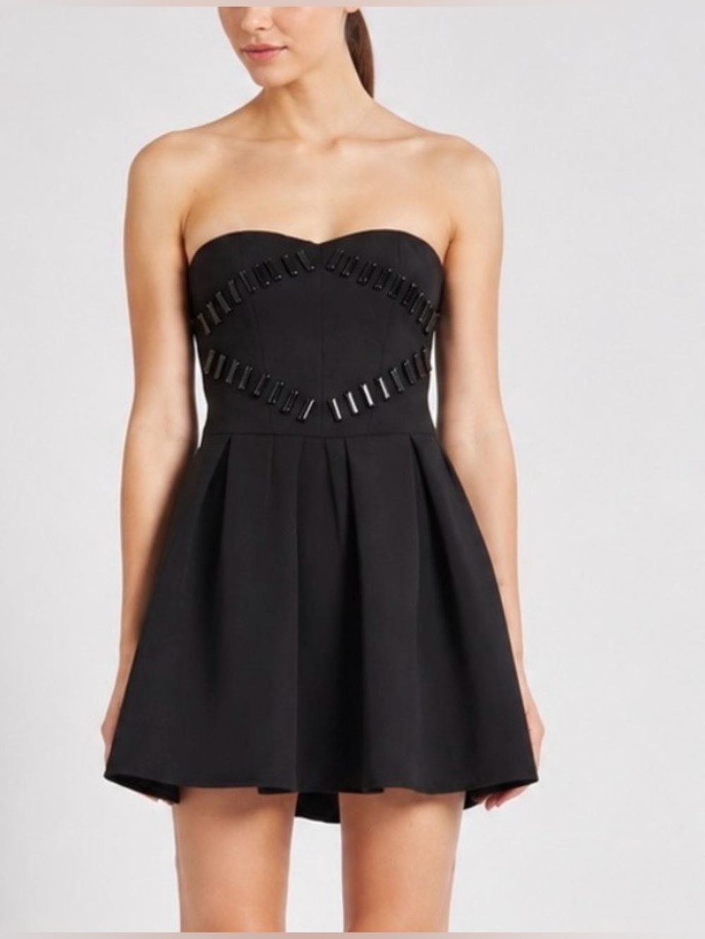 Maje Black Beaded Strapless Dress Cocktail Wedding Guest LBD Size FR38 US Small